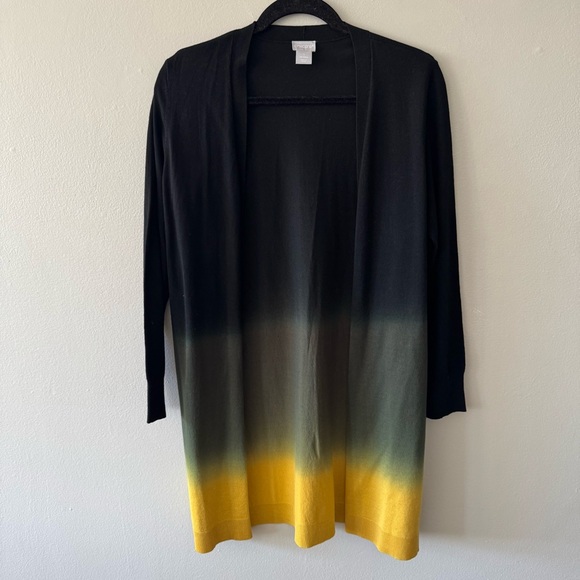 CHICO'S Rayon Spun Dip Dyed Open Front Cardigan Duster size 1 small ombré - Picture 1 of 12